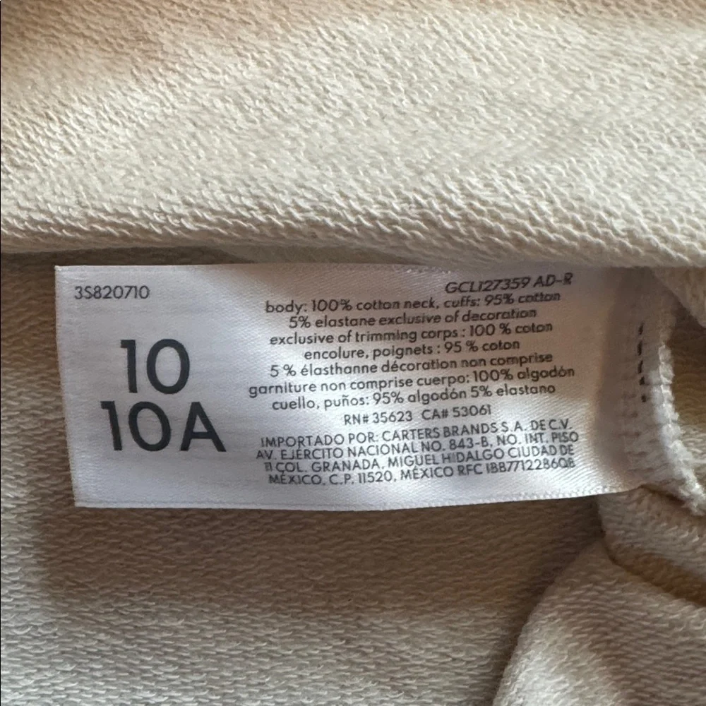 OshKosh sweatshirt Cream size 10 cotton crewneck pink spring embroidered